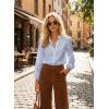 image:imageAstylish Womens Cotton Linen Button Down Shirt Eyelet Lace Long Sleeve Blouse Boho TopsSky Blue