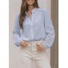 image:imageAstylish Womens Cotton Linen Button Down Shirt Eyelet Lace Long Sleeve Blouse Boho TopsSky Blue