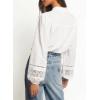image:imageAstylish Womens Cotton Linen Button Down Shirt Eyelet Lace Long Sleeve Blouse Boho TopsWhite