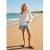 image:imageAstylish Womens Cotton Linen Button Down Shirt Eyelet Lace Long Sleeve Blouse Boho TopsWhite