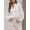 image:imageAstylish Womens Cotton Linen Button Down Shirt Eyelet Lace Long Sleeve Blouse Boho TopsWhite