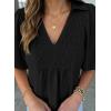 image:imageAstylish Womens Dressy Smocked V Neck Babydoll Peplum Tops Summer Puff Sleeve Cute Elegant Ruffle Blouse ShirtBlack