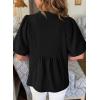image:imageAstylish Womens Dressy Smocked V Neck Babydoll Peplum Tops Summer Puff Sleeve Cute Elegant Ruffle Blouse ShirtBlack
