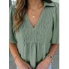 image:imageAstylish Womens Dressy Smocked V Neck Babydoll Peplum Tops Summer Puff Sleeve Cute Elegant Ruffle Blouse ShirtGrass Green