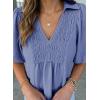 image:imageAstylish Womens Dressy Smocked V Neck Babydoll Peplum Tops Summer Puff Sleeve Cute Elegant Ruffle Blouse ShirtSky Blue