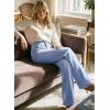 image:imageAstylish Womens High Waisted Wide Leg Jeans Stretch Denim Pants Double Button Trousers with Patch PocketsBeau Blue