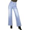 image:imageAstylish Womens High Waisted Wide Leg Jeans Stretch Denim Pants Double Button Trousers with Patch PocketsBeau Blue
