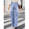 image:imageAstylish Womens High Waisted Wide Leg Jeans Stretch Denim Pants Double Button Trousers with Patch PocketsBeau Blue