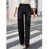 image:imageAstylish Womens High Waisted Wide Leg Jeans Stretch Denim Pants Double Button Trousers with Patch PocketsBlack