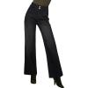 image:imageAstylish Womens High Waisted Wide Leg Jeans Stretch Denim Pants Double Button Trousers with Patch PocketsBlack