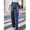image:imageAstylish Womens High Waisted Wide Leg Jeans Stretch Denim Pants Double Button Trousers with Patch PocketsBluing