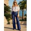 image:imageAstylish Womens High Waisted Wide Leg Jeans Stretch Denim Pants Double Button Trousers with Patch PocketsBluing