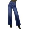 image:imageAstylish Womens High Waisted Wide Leg Jeans Stretch Denim Pants Double Button Trousers with Patch PocketsBluing