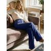 image:imageAstylish Womens High Waisted Wide Leg Jeans Stretch Denim Pants Double Button Trousers with Patch PocketsSky Blue
