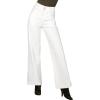 image:imageAstylish Womens High Waisted Wide Leg Jeans Stretch Denim Pants Double Button Trousers with Patch PocketsWhite