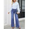 image:imageAstylish Womens High Waisted Wide Leg Jeans Stretch Denim Pants with Front Patch PocketsBluing