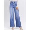 image:imageAstylish Womens High Waisted Wide Leg Jeans Stretch Denim Pants with Front Patch PocketsLight Blue