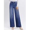 image:imageAstylish Womens High Waisted Wide Leg Jeans Stretch Denim Pants with Front Patch PocketsNavy Blue