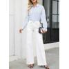 image:imageAstylish Womens High Waisted Wide Leg Jeans Stretch Denim Pants with Front Patch PocketsWhite