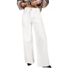 image:imageAstylish Womens High Waisted Wide Leg Jeans Stretch Denim Pants Double Button Trousers with Patch PocketsWhite