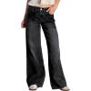 image:imageAstylish Womens High Waisted Wide Leg Jeans Stretch Denim Pants with Front Patch PocketsBlack