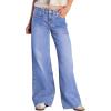 image:imageAstylish Womens High Waisted Wide Leg Jeans Stretch Denim Pants with Front Patch PocketsLight Blue