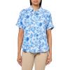 image:imageGloria Vanderbilt Womens Daisy Short Sleeve HighLow Button Down Shirt StandardCool Lagoon  Toile De Jouy