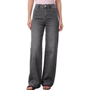 image:imageAstylish Womens 2026 High Waisted Wide Leg Jeans Front Seam Straight Denim PantsDark Grey