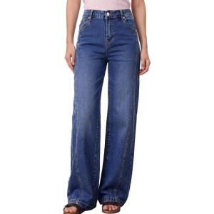 image:imageAstylish Womens 2026 High Waisted Wide Leg Jeans Front Seam Straight Denim PantsDirty Blue