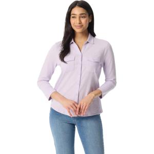 image:imageGloria Vanderbilt Womens Ashten 34 Sleeve Button Down Shirt with Curved Hem StandardLilac Dream