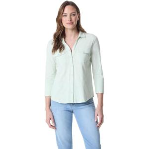 image:imageGloria Vanderbilt Womens Ashten 34 Sleeve Button Down Shirt with Curved Hem StandardWarm Mint
