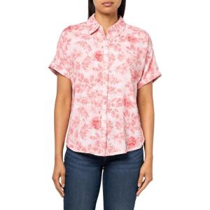 image:imageGloria Vanderbilt Womens Daisy Short Sleeve HighLow Button Down Shirt StandardGuava Ice  Toile De Jouy