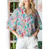 image:imageAstylish Women Loose VNeck Shirts Paisley Print Lantern Sleeve Blouse Boho TopsRed