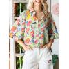 image:imageAstylish Women Loose VNeck Shirts Paisley Print Lantern Sleeve Blouse Boho TopsYellow