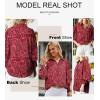 image:imageAstylish Women Loose VNeck Shirts Paisley Print Lantern Sleeve Blouse Boho TopsZa Dark Red