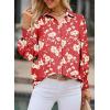 image:imageAstylish Women Loose VNeck Shirts Paisley Print Lantern Sleeve Blouse Boho TopsZa Floral Red