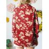 image:imageAstylish Women Loose VNeck Shirts Paisley Print Lantern Sleeve Blouse Boho TopsZa Floral Red