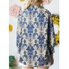 image:imageAstylish Women Loose VNeck Shirts Paisley Print Lantern Sleeve Blouse Boho TopsZb Dark Blue
