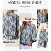 image:imageAstylish Women Loose VNeck Shirts Paisley Print Lantern Sleeve Blouse Boho TopsZb Dark Blue
