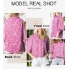 image:imageAstylish Women Loose VNeck Shirts Paisley Print Lantern Sleeve Blouse Boho TopsZb Floral Pink