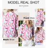 image:imageAstylish Women Loose VNeck Shirts Paisley Print Lantern Sleeve Blouse Boho TopsZb Light Pink