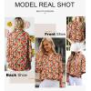 image:imageAstylish Women Loose VNeck Shirts Paisley Print Lantern Sleeve Blouse Boho TopsZb Print Red