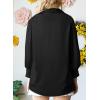 image:imageAstylish Women Loose VNeck Shirts Paisley Print Lantern Sleeve Blouse Boho TopsZs Black