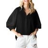 image:imageAstylish Women Loose VNeck Shirts Paisley Print Lantern Sleeve Blouse Boho TopsZs Black