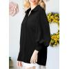 image:imageAstylish Women Loose VNeck Shirts Paisley Print Lantern Sleeve Blouse Boho TopsZs Black