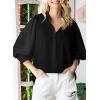 image:imageAstylish Women Loose VNeck Shirts Paisley Print Lantern Sleeve Blouse Boho TopsZs Black