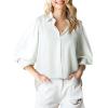 image:imageAstylish Women Loose VNeck Shirts Paisley Print Lantern Sleeve Blouse Boho TopsZs White