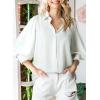 image:imageAstylish Women Loose VNeck Shirts Paisley Print Lantern Sleeve Blouse Boho TopsZs White