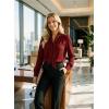 image:imageAstylish Womens Bow Tie Neck Tops 2026 Long Sleeve Trendy Business Work Blouses Elegant Dressy Casual ShirtsBurgundy