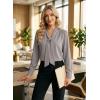 image:imageAstylish Womens Bow Tie Neck Tops 2026 Long Sleeve Trendy Business Work Blouses Elegant Dressy Casual ShirtsGray